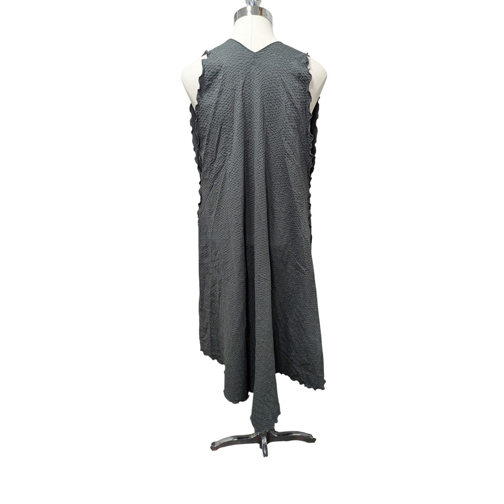 Giselle Shepatin Charcoal Textured V-Neck‎ Sleeveless Duster Vest One Size - Picture 3 of 6